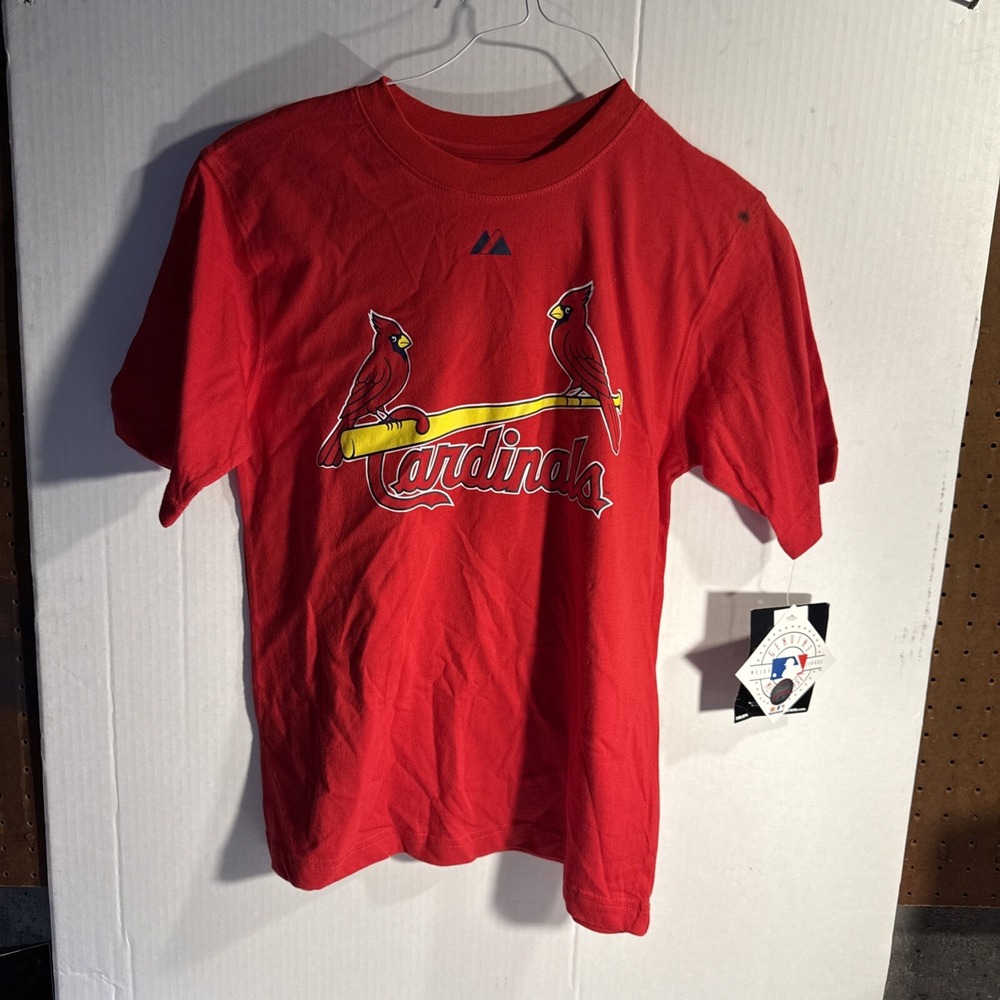 Albert Pujols Cardinals #5 Red T-Shirt Large Double-Sided MLB Youth Size 10/12